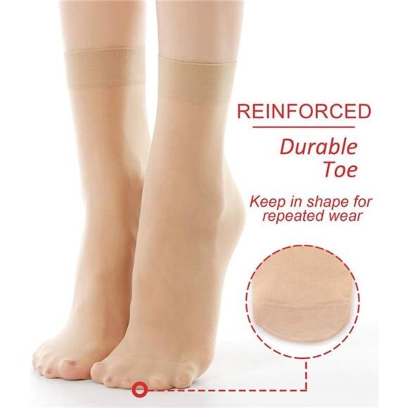 12 Pairs Ankle Nylon Socks for Women - 20D Sheer Pantyhose Socks - Picture 4 of 6